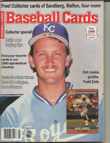 ORIGINAL Vintage May 1990 Baseball Cards Magazine w/ Cards Bret Saberhagen