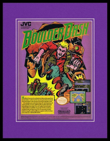 Boulder Dash 1990 NES Nintendo Framed 11x14 ORIGINAL Vintage Advertisement