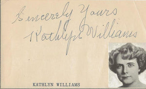 Kathlyn Williams Signed Vintage 3x5 Index Card JSA 