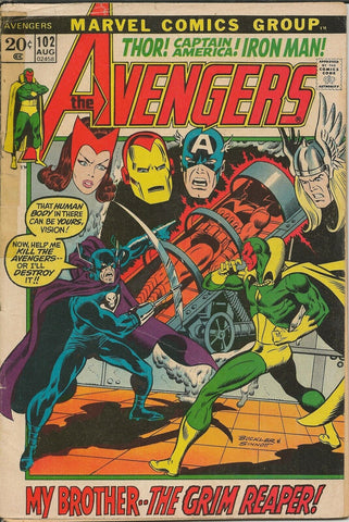 Avengers #102 ORIGINAL Vintage 1972 Marvel Comics Grim Reaper