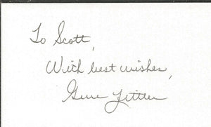 Gene Littler Signed 3x5 Index Card 1961 US Open Champ HOF 1990 w/ Inscription