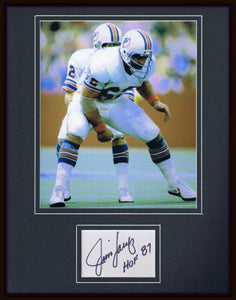 Jim Langer Signed Framed 11x14 Photo Display Miami Dolphins