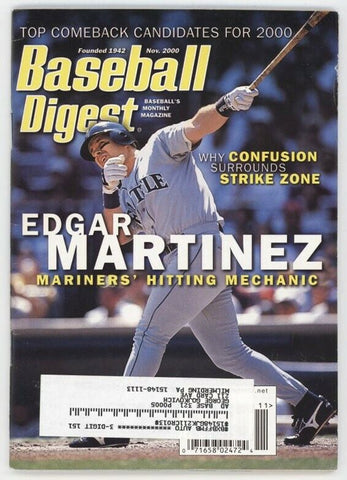 VINTAGE Nov 2000 Baseball Digest Magazine Edgar Martinez Mariners