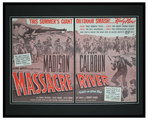 ORIGINAL Vintage 1949 Massacre River 16x20 Framed Industry Ad Guy Madison 