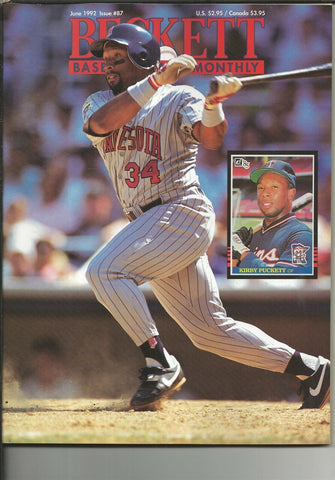 ORIGINAL Vintage Jun 1992 Beckett Baseball Card Magazine Kirby Puckett R Sierra