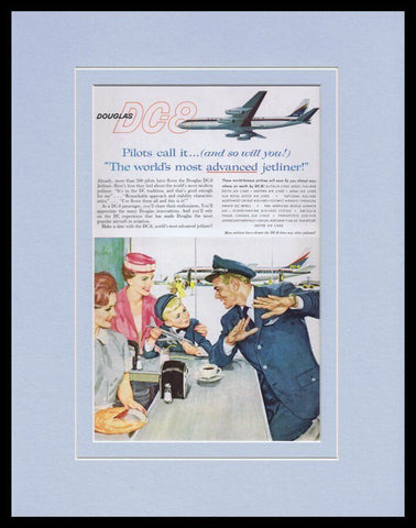 1959 Douglas DC-8 Jetliner 11x14 Framed ORIGINAL Vintage Advertisement