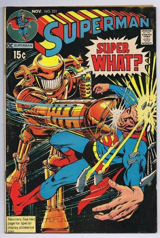 Superman #231 ORIGINAL Vintage 1970 DC Comics 