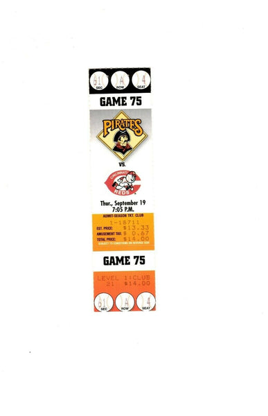 Sep 19 1999 Cincinnati Reds @ Pittsburgh Pirates Ticket Brian Giles 2 HR