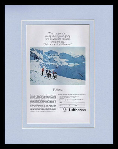 1967 Lufthansa St Moritz Framed 11x14 ORIGINAL Vintage Advertisement 