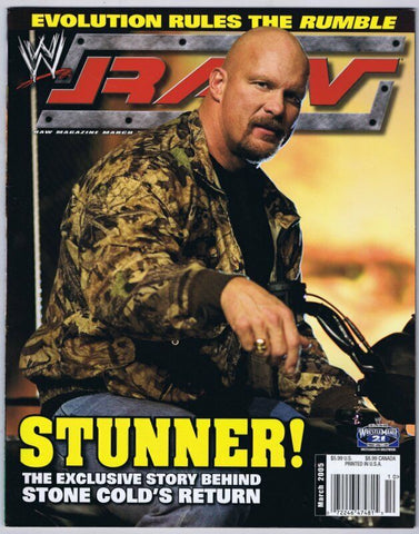 ORIGINAL Vintage March 2005 RAW Magazine Stone Cold Steve Austin