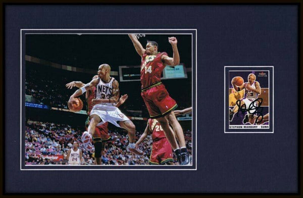 Stephon Marbury Signed Framed 11x17 Photo Display Suns Knicks Nets Georgia Tech