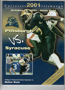 Oct 13 2001 Syracuse @ Pitt Panthers Football Program Troy Nunes Antonio Bryant