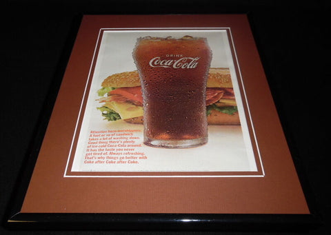 1966 Coca Cola Coke & Hero Sandwich 11x14 Framed ORIGINAL Vintage Advertisement