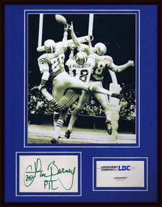 Lem Barney Signed Framed 11x14 Business Card + Photo Display Lions