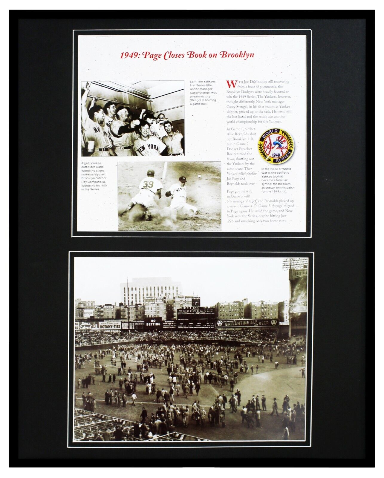 1949 World Series Framed 16x20 Photo Display Yankees Dodgers