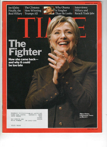 Mar 17 2008 Time Magazine Hillary Clinton