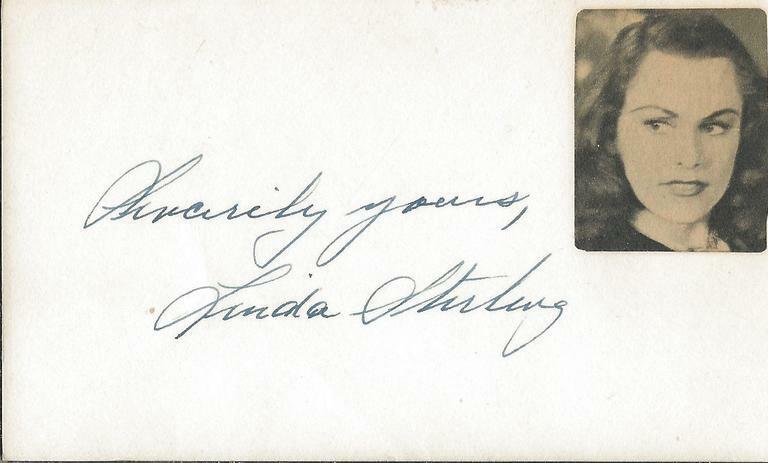 Linda Sterling Signed Vintage 3x5 Index Card JSA 