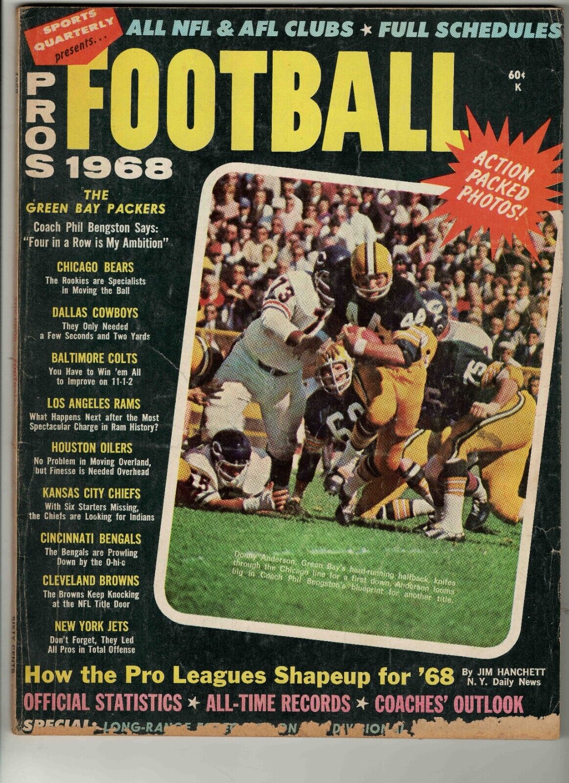 1968 Sports Quarterly Pro Football Magazine Donny Anderson Packers