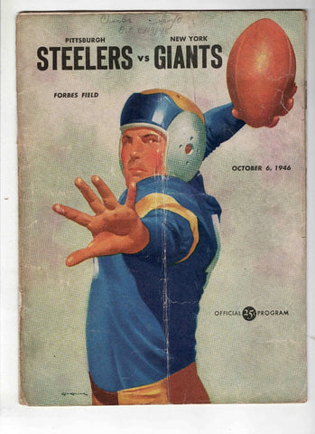 ORIGINAL Vintage 1946 Pittsburgh Steelers NY Giants Program Bill Dudley