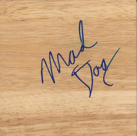 Mark Madsen Signed 6x6 Floorboard Stanford Lakers Mad Dog Inscription