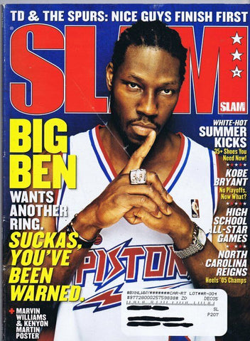 ORIGINAL Vintage June 2005 Slam Magazine #89 Ben Wallace Kobe Bryant Tim Duncan