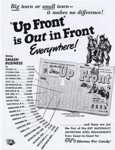 1951 Up Front ORIGINAL Vintage 9x12 Industry Ad David Wayne Tom Ewell