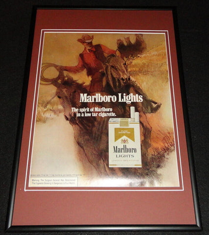 1972 Marlboro Lights Cigarettes Framed 12x18 ORIGINAL Advertisement