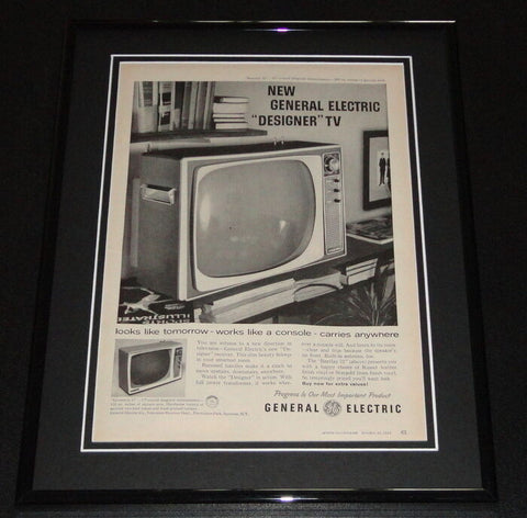 1958 General Electric Designer TV 11x14 Framed ORIGINAL Vintage Advertisement