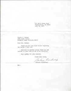 Barbara Eisenhower Signed 1973 Typed Letter