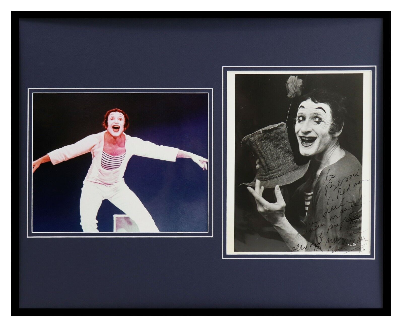 Marcel Marceau Signed Framed 16x20 Photo Set JSA 