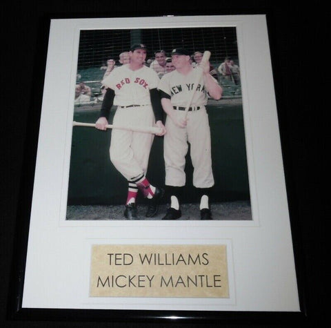 Ted Williams & Mickey Mantle Framed 11x14 Photo Display Red Sox Yankees