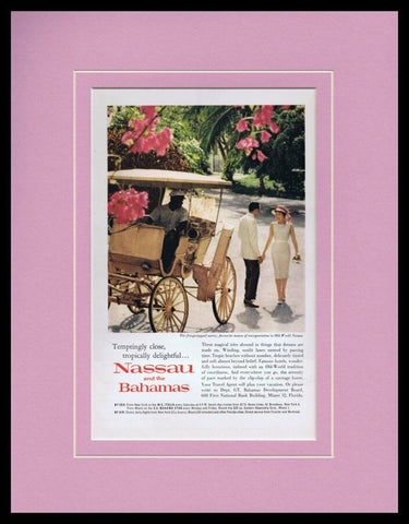 1961 Nassau Bahamas Tourism Framed 11x14 ORIGINAL Vintage Advertisement