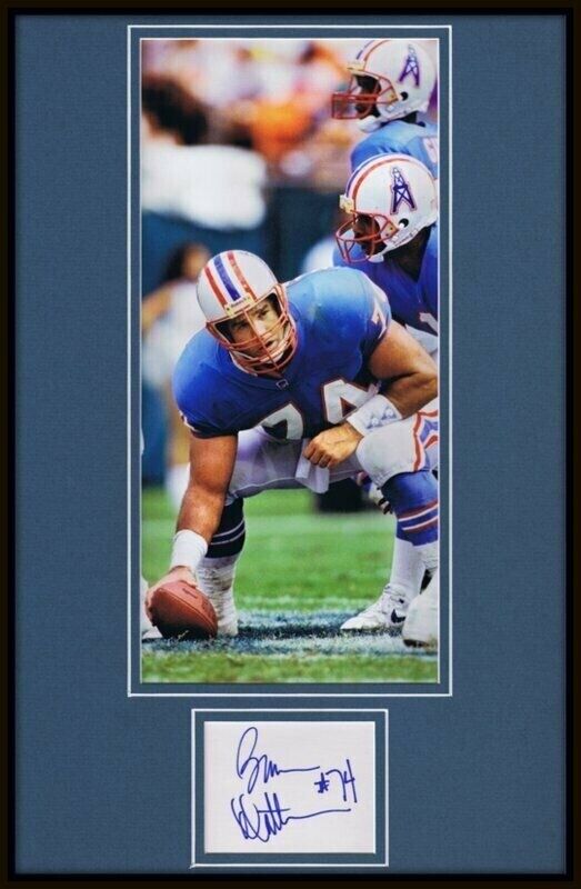 Bruce Matthews Signed Framed 11x17 Photo Display Oilers Titans