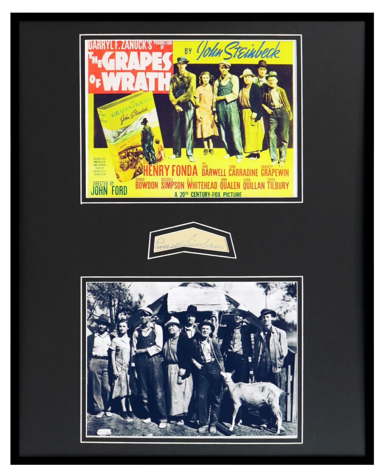 Russell Simpson Signed Framed 16x20 Grapes of Wrath Photo Poster Set JSA