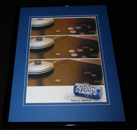 2001 Keystone Beer Parties Happen Framed 11x14 ORIGINAL Vintage Advertisement