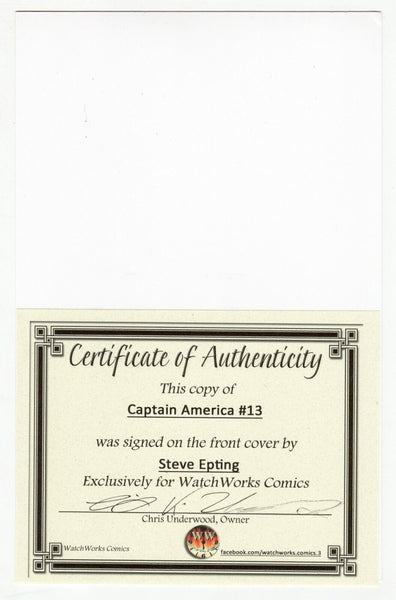 Steve Epting SIGNED Captain America #13 Marvel Comic Book WatchWorks