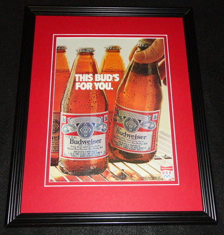 1983 Budweiser Beer This Bud's For You Framed 11x14 ORIGINAL Advertisement