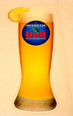 ORIGINAL Vintage 8x18" Hefeweizen UFO Wheat Beer Bar Restaurant Plastic Sign 