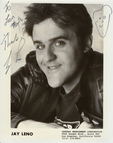 Jay Leno Signed Vintage 8x10 Photo w/ Sketch Tonight Show