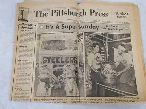 Jan 21 1979 Pittsburgh Post Gazette Newspaper Steelers Super Bowl XIII