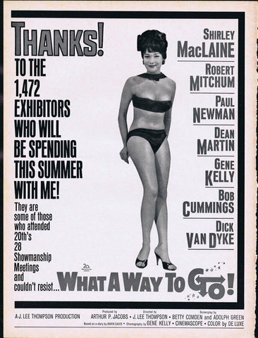 What a Way To Go 1964 ORIGINAL Vintage 9x12 Industry Ad Shirley Maclaine