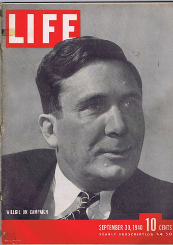 ORIGINAL Vintage September 30 1940 Life Magazine Wendell Willkie on Campaign