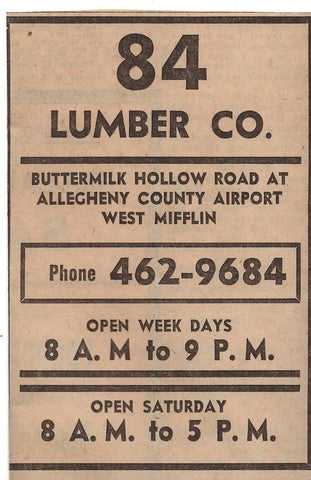 VINTAGE 1970 84 Lumber West Mifflin PA Newspaper Advertisement