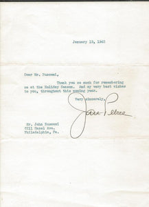 Jan Peerce Signed 1942 Typed Letter JSA