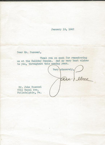 Jan Peerce Signed 1942 Typed Letter JSA