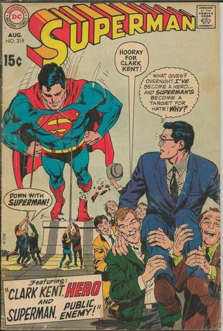 Superman #219 ORIGINAL Vintage 1969 DC Comics 