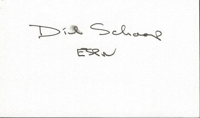 Dick Schaap Signed 3x5 Index Card ESPN