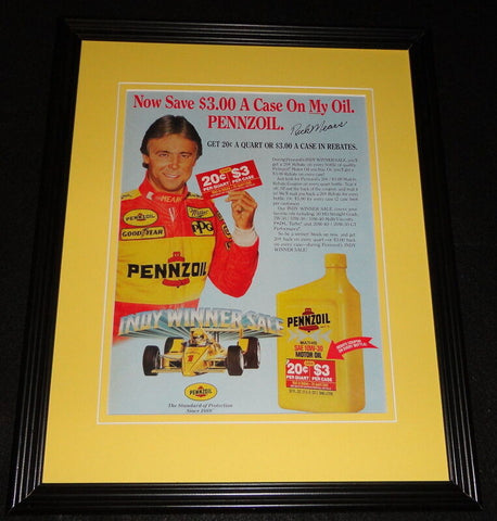 Rick Mears Facsimile Signed Framed 11x14 1987 Pennzoil Advertising Display