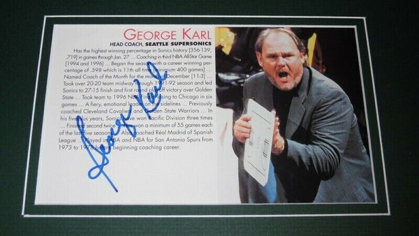 George Karl Signed Framed 12x18 Photo Set JSA Sonics w/ Gary Payton