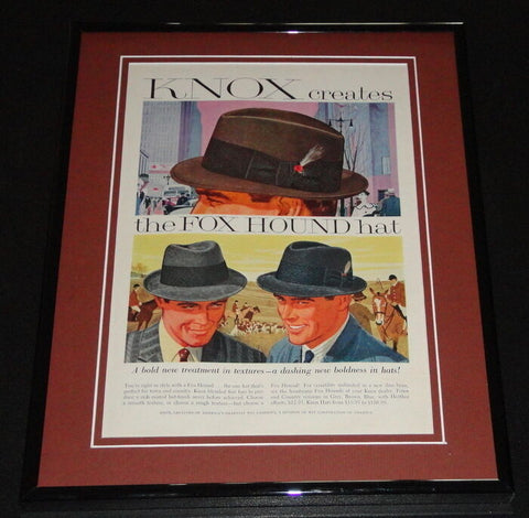 1958 Knox Fox Hound Hat 11x14 Framed ORIGINAL Vintage Advertisement